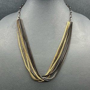 Forever 21 Multi Chain Necklace 24 Inches Statement Gold Gunmetal Silver Chain